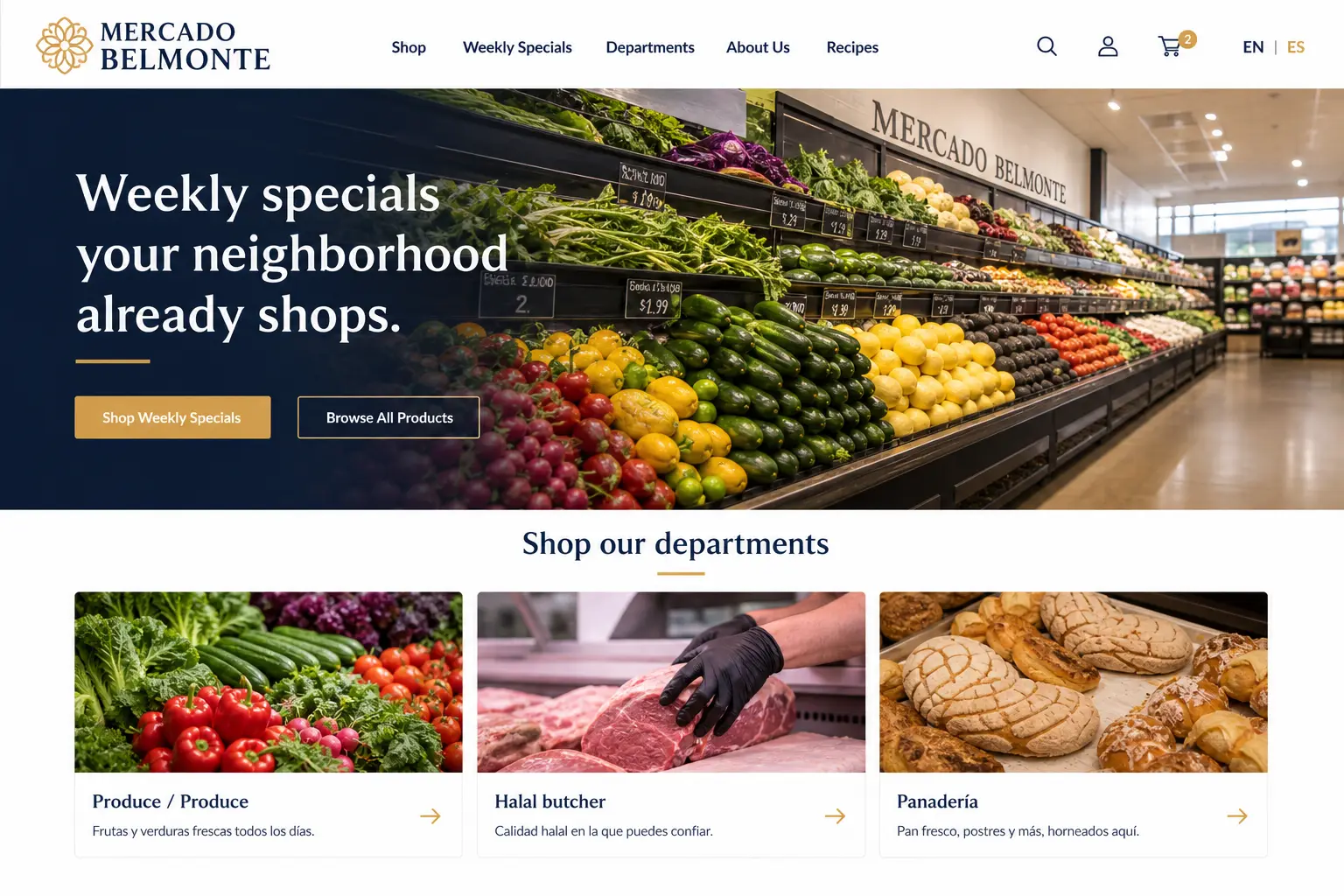 Example bilingual shop homepage in a browser frame